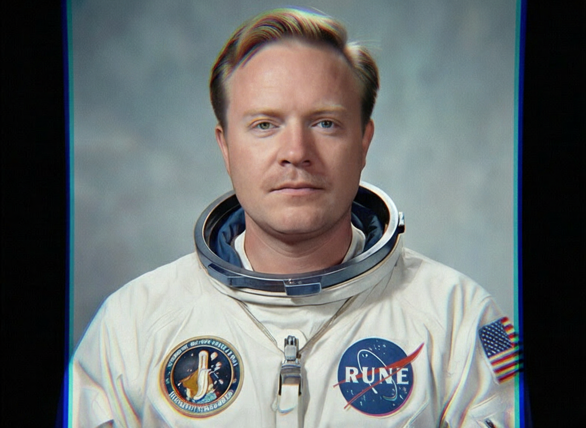 Rune i astronautdrakt